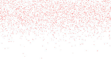 red glitter festive confetti  on transparent background. red glitter falling dust particles. Luxury confetti dots rain. Magic party border. Holiday decoration design element
