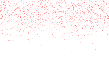 red glitter festive confetti  on transparent background. red glitter falling dust particles. Luxury confetti dots rain. Magic party border. Holiday decoration design element