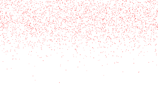 red glitter festive confetti  on transparent background. red glitter falling dust particles. Luxury confetti dots rain. Magic party border. Holiday decoration design element