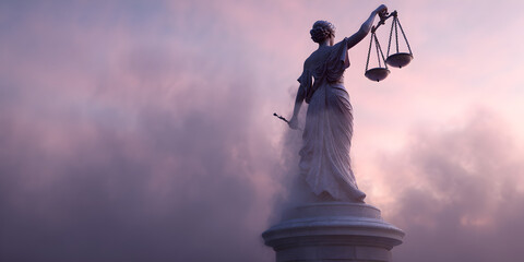 A statue of a woman holding scales