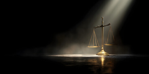 A golden scale with a golden cross on top of it