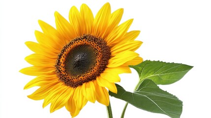 Obraz premium Single sunflower on white background