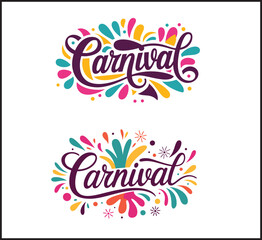 Obraz premium Carnival Colorful Typography with Festive Lettering Celebration Vector Set