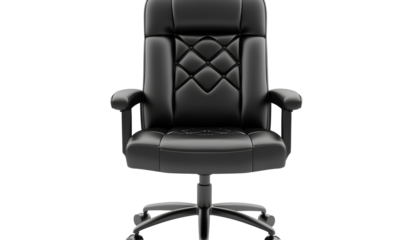 Vector icon of a silhouette figure running up stairs, composed of simple shapes, on a transparent background - black office chair, transparent background (3)