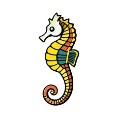 Fototapeta premium Iconical, Contoured Sea Horse Design