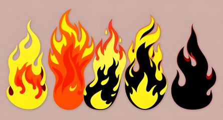 Set of fire flames, Fire flame vector set, Flame icon collection, Burning flames set, Fire icon pack, Realistic fire flames, Cartoon fire flames, Abstract fire set, Blazing flames vector, Fire symbols