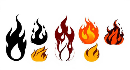 Set of fire flames, Fire flame vector set, Flame icon collection, Burning flames set, Fire icon pack, Realistic fire flames, Cartoon fire flames, Abstract fire set, Blazing flames vector, Fire symbols