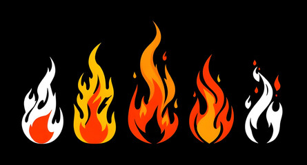 Set of fire flames, Fire flame vector set, Flame icon collection, Burning flames set, Fire icon pack, Realistic fire flames, Cartoon fire flames, Abstract fire set, Blazing flames vector, Fire symbols