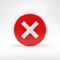 Fototapeta premium Red circle with white x mark isolated on white background