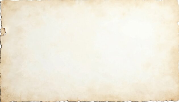 Old paper texture. Beige, parchment background with faint vintage watercolor texture. Aged, blank sheet with torn edges, ideal for design. Grunge style effect evokes antique atmosphere, antique page.