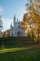 Gothic Chapel - a functioning Orthodox church in Alexandria Park in, St. Petersburg