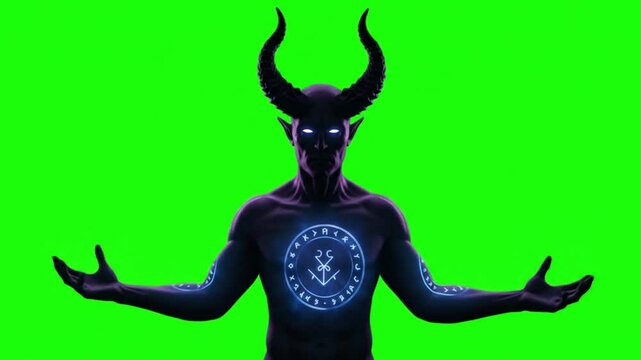 Demon figure with glowing symbol