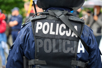 Polska policja na zabezpieczeniu zgromadzenia Wrocław Rynek