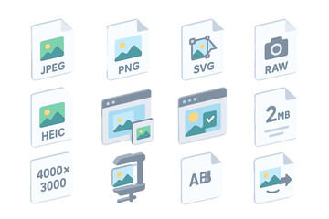 Image file formats and settings icons