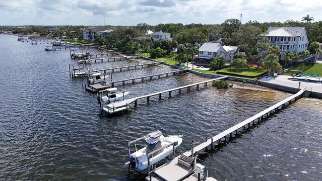 docks for leisure boats in Crystal Beach, Florida