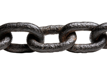 Obraz premium metal chain links with weathered rusty surface texture on transparent background for industrial and security design elements