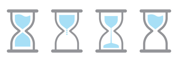 hourglass icon set . Sand watch icon set. Hourglass symbol. Sandglass logo. Flat vector illustration.