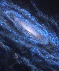 Fototapeta premium Galaxy with Bright Stars and Dust Clouds in Deep Space