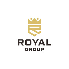 Letter R crown jewelry golden logo vector illustration