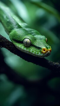 green snake on a branch