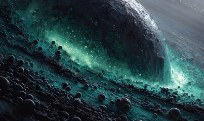 Fototapeta premium Ocean Wave with Bubbles and Foam