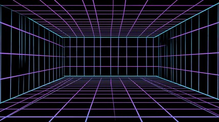 Retro virtual reality room perspective grid