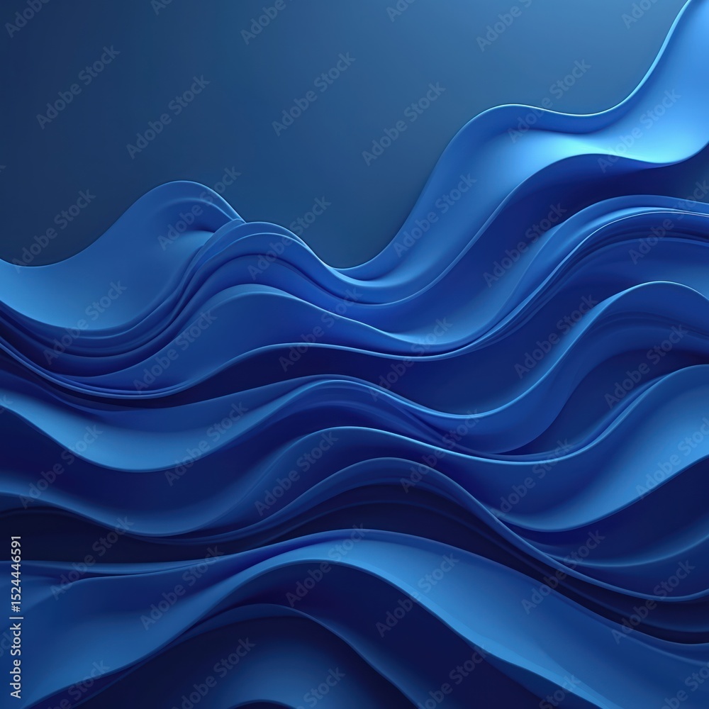 Poster Abstract 3D waves background. Blue color palette with flowing shapes, creating dynamic movement. Illustration for design templates, covers, posters. Modern artistic visual, futuristic style.