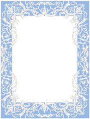 Blue Ornamental frame png, royal luxury border, elegant baroque, porcelain