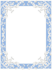 Blue Ornamental frame png, royal luxury border, elegant baroque, porcelain