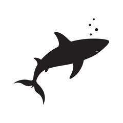 Shark Swimming Beneath Sea Surface Silhouette Vector