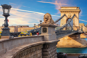 Chain Bridge over the Danube, famous place of visit in Budapest, Hungary