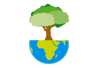 Planeta tierra con árbol creciendo  © Gabrieuskal