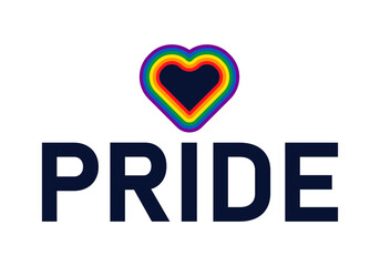 Título negro de orgullo con corazón con las bandera del orgullo lgbtq+ para el mes del orgullo