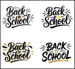 Obraz premium Back to School Typography Hand Lettering Education Vector Design Set