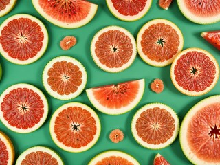 Tropical Fruit Arrangement:  A Colorful Display of Watermelon, Cantaloupe, and Grapefruit
