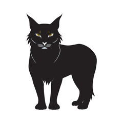 Lynx Staring With Alert Ears Silhouette Vector