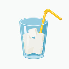 Sugar Cubes on a Glass with Straw Illustration