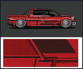 Obraz premium Red and Black Truck Wrap Design Template