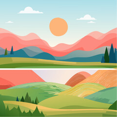 Obraz premium Abstract Wavy Shapes Poster Background Set