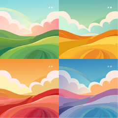 Colorful Wavy Swirl Vector Background Set