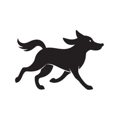 Dog Running With Flying Ears Vector Silhouette