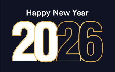Happy New Year 2026 text design vector, Happy New Year 2026 typography