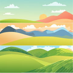 Obraz premium Playful Abstract Wavy Vector Background Set