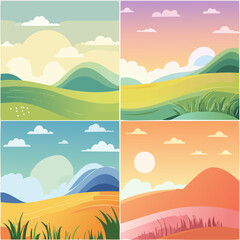 Obraz premium Playful Abstract Wavy Vector Background Set