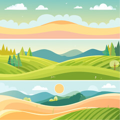 Obraz premium Playful Abstract Wavy Vector Background Set