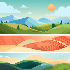 Obraz premium Playful Abstract Wavy Vector Background Set