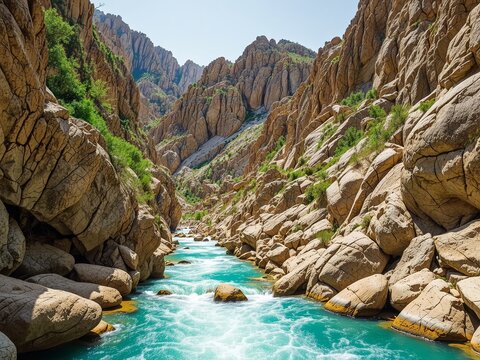 Turquoise Waters of Lorestan Canyon, Iran