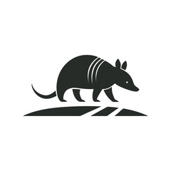 Armadillo Walking On Dusty Road Silhouette Vector