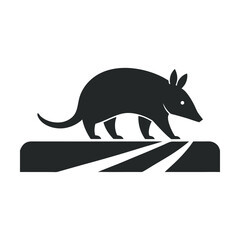 Armadillo Walking On Dusty Road Silhouette Illustration