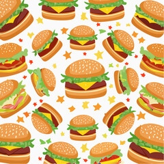 Dancing Burgers Icon Set Pattern Illustration